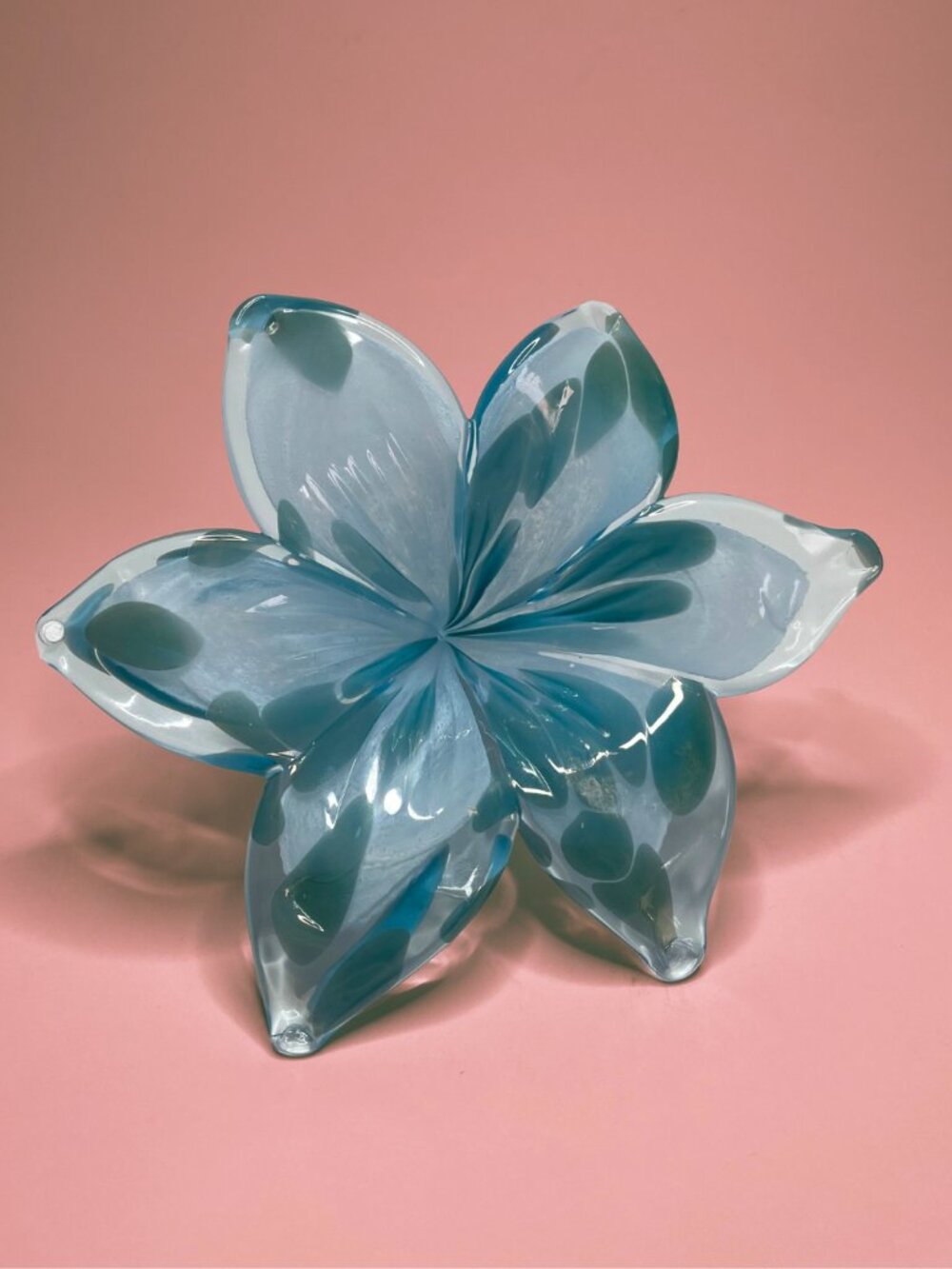 Hand-Blown Art Glass Blue Lily Flower
